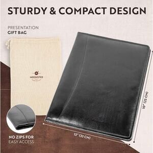 Moonster Leather Portfolio Professional Organizer Padfolio Black